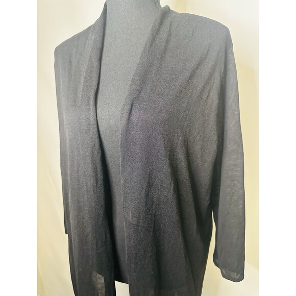 J. Jill Wearever Collection Sheer Cardigan Wm's Size XL Petite Black Long Sleeve - Picture 5 of 11